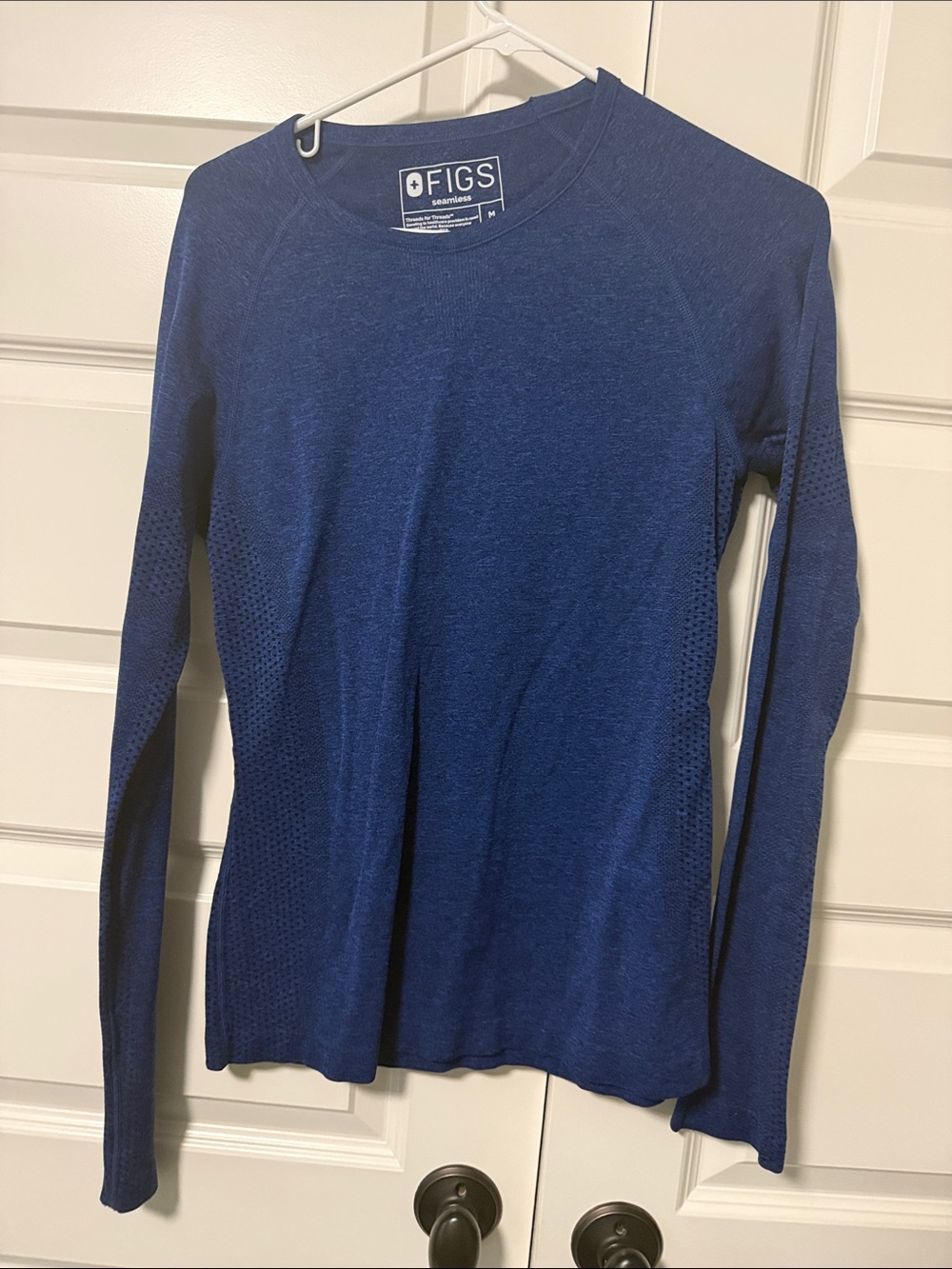 FIGS Women's Long-Sleeve Knit Pullover under scrub- Blue
